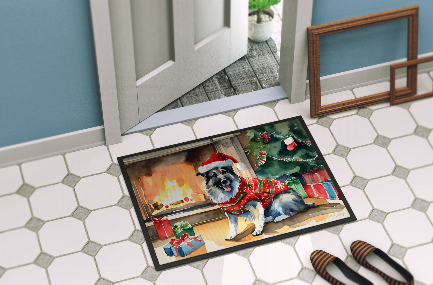 Norwegian Elkhound Cozy Christmas Doormat