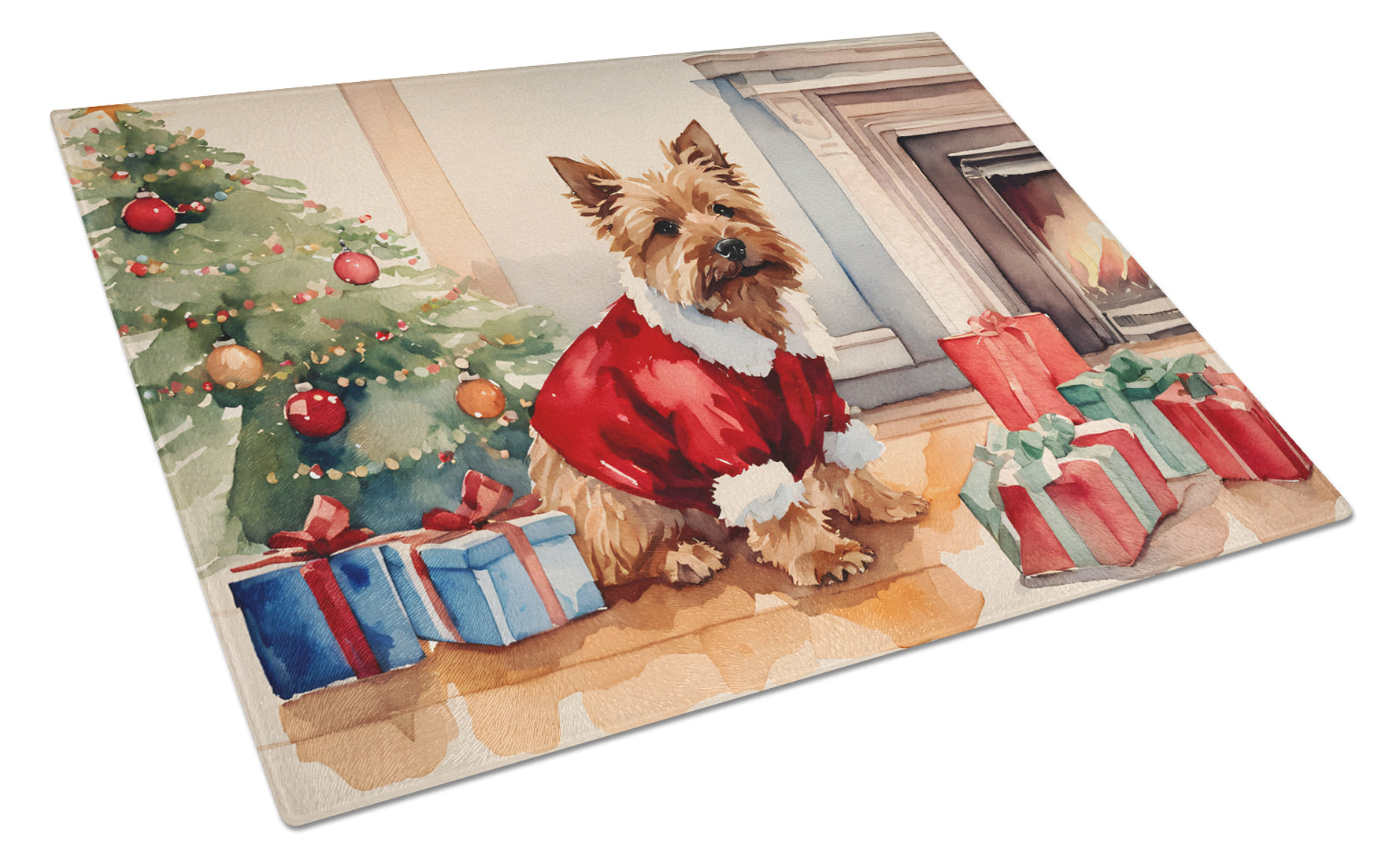 Buy this Norwich Terrier Cozy Christmas Glass Cutting Board