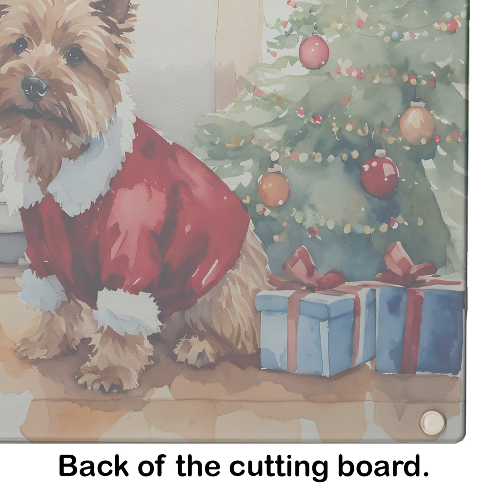 Norwich Terrier Cozy Christmas Glass Cutting Board