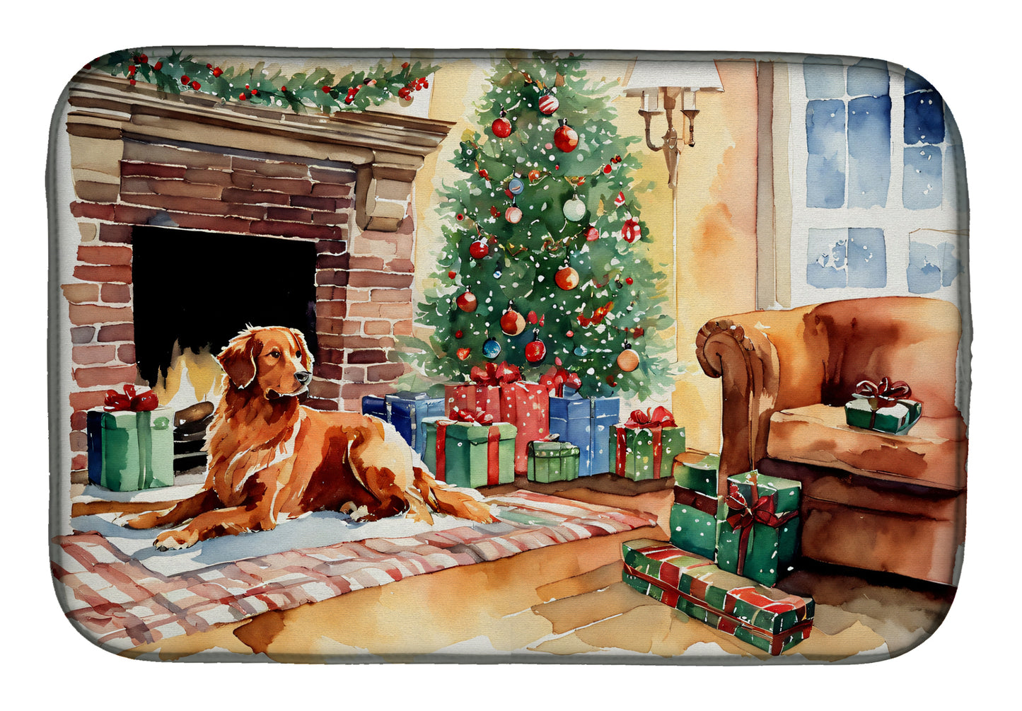 Buy this Nova Scotia Duck Tolling Retriever Cozy Christmas Dish Drying Mat