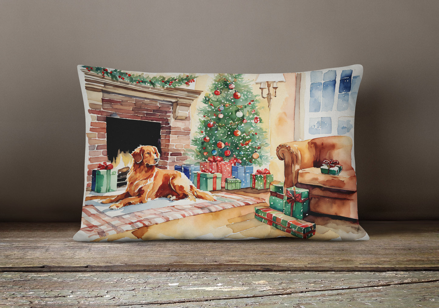 Nova Scotia Duck Tolling Retriever Cozy Christmas Throw Pillow