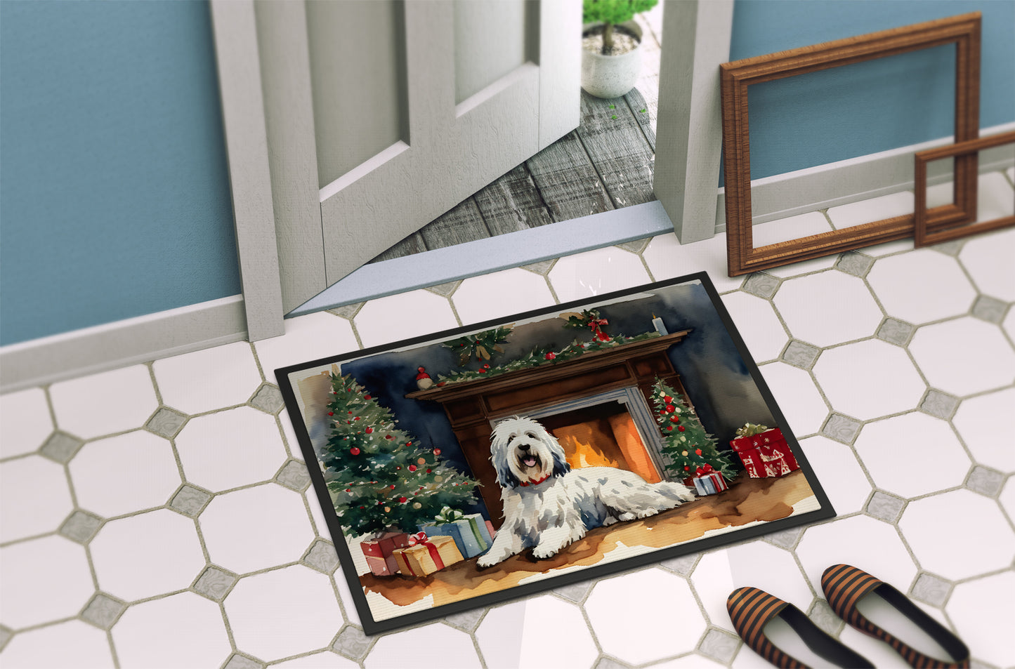 Old English Sheepdog Cozy Christmas Doormat