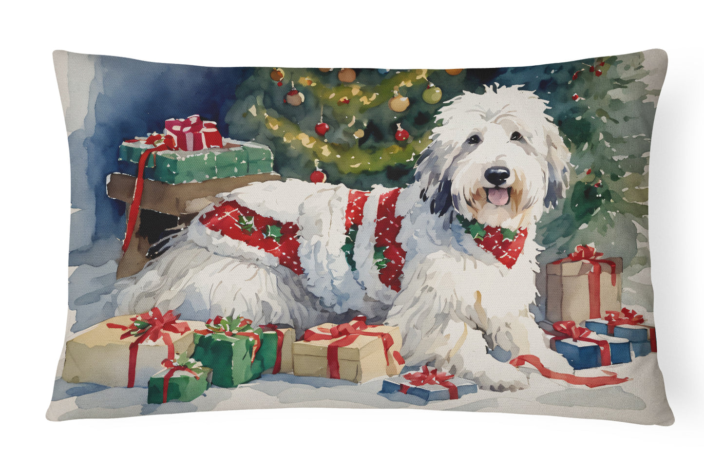 Buy this Old English Sheepdog Cozy Christmas Throw Pillow