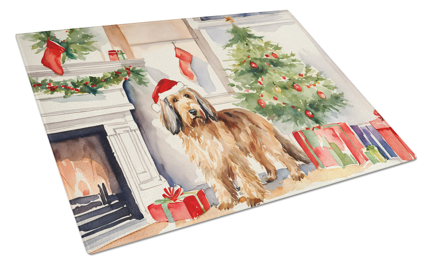 Buy this Otterhound Cozy Christmas Glass Cutting Board