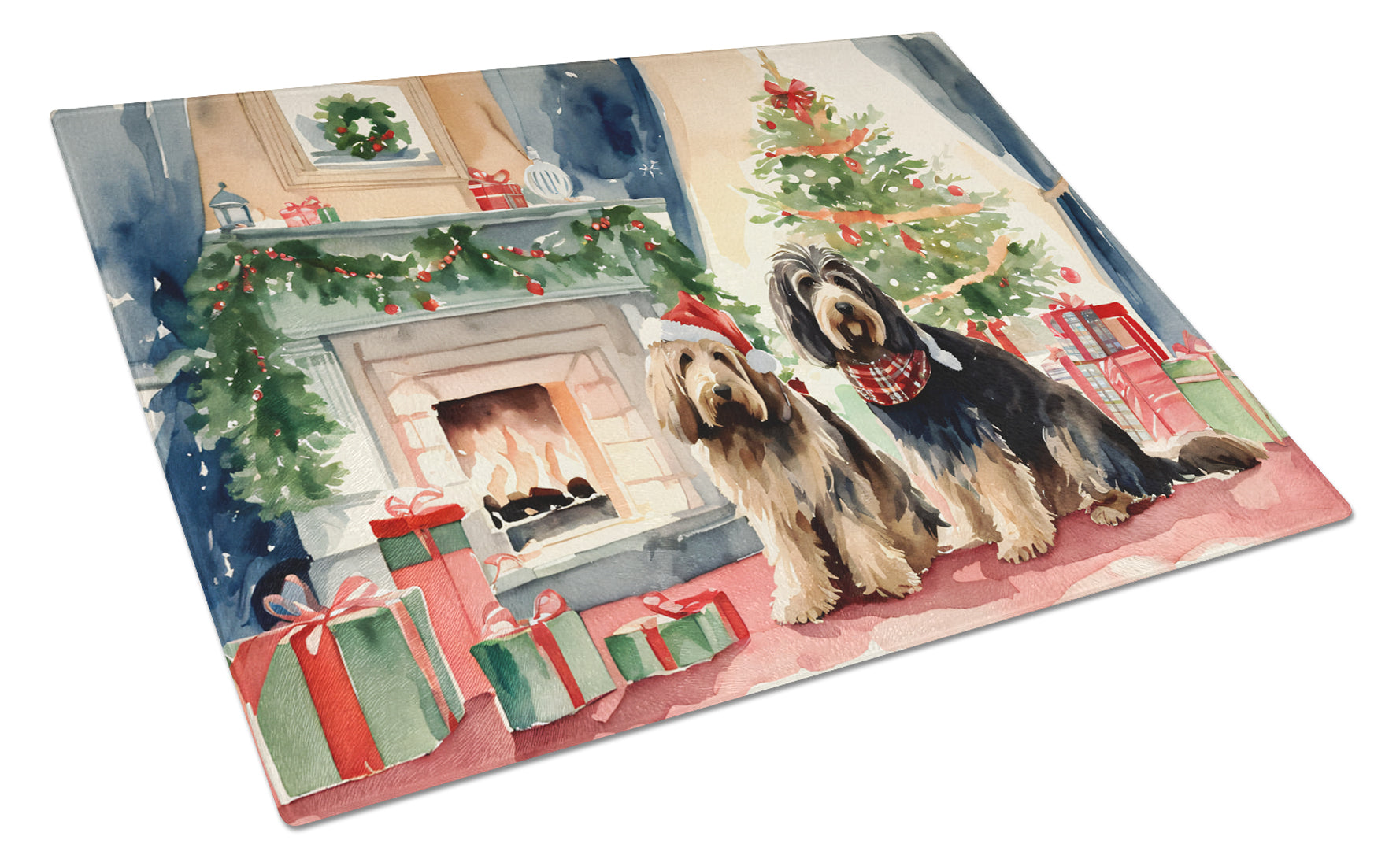 Buy this Otterhound Cozy Christmas Glass Cutting Board