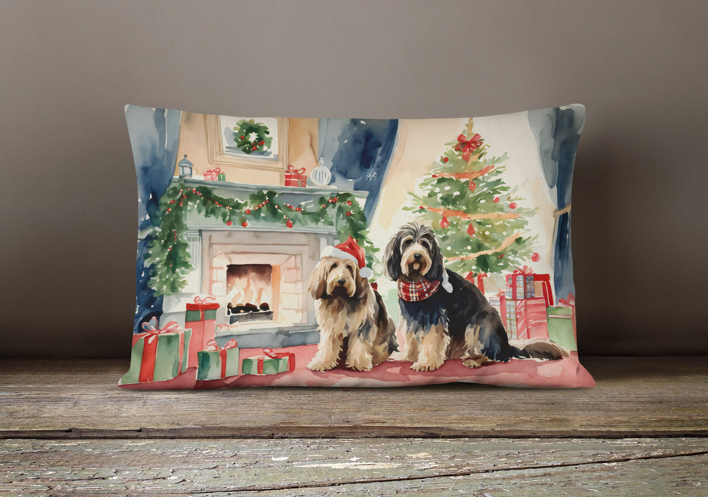 Otterhound Cozy Christmas Throw Pillow