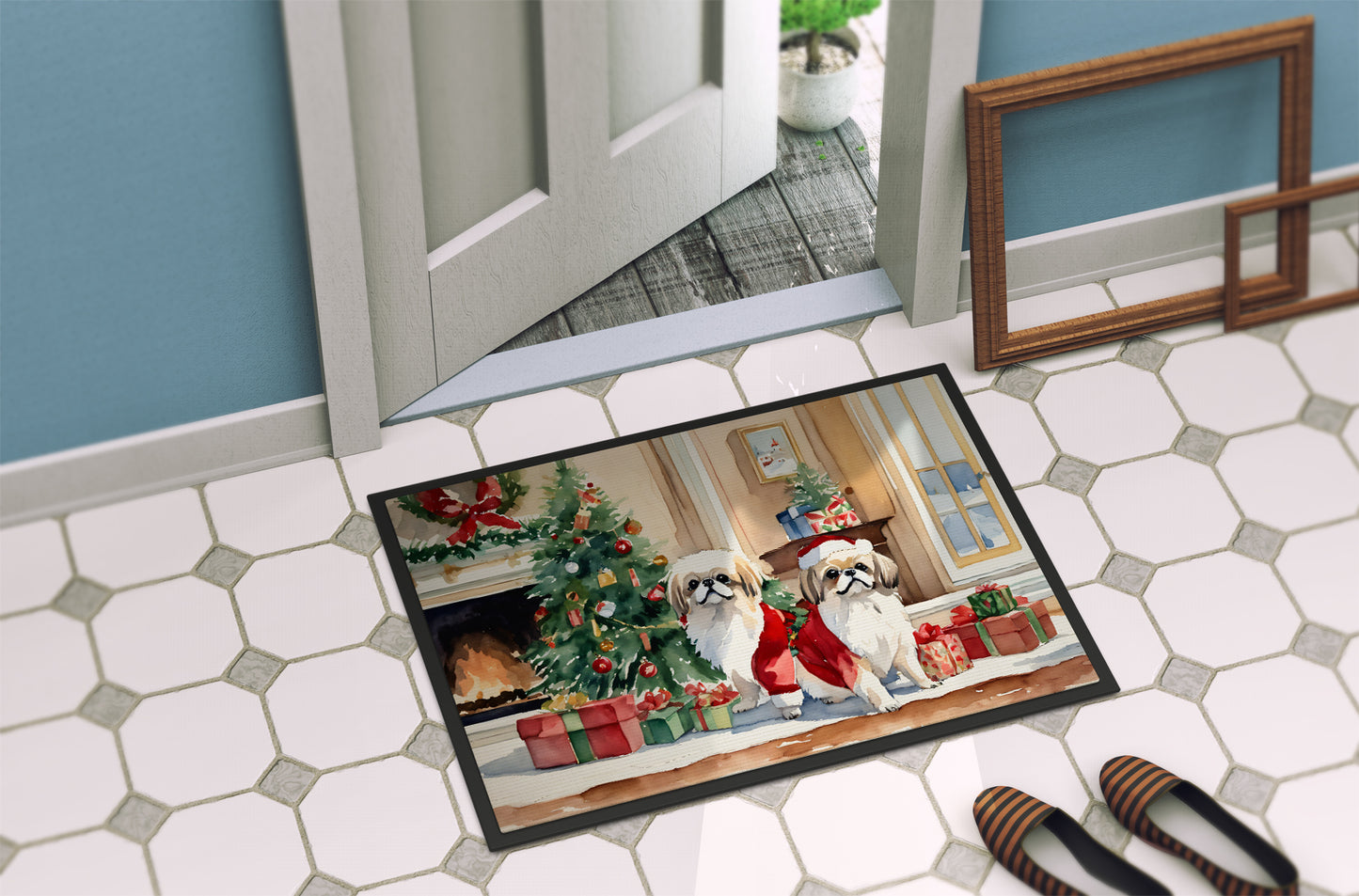 Pekingese Cozy Christmas Doormat