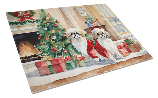 Buy this Pekingese Cozy Christmas Glass Cutting Board