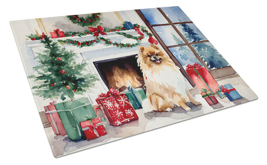 Buy this Pomeranian Cozy Christmas Glass Cutting Board