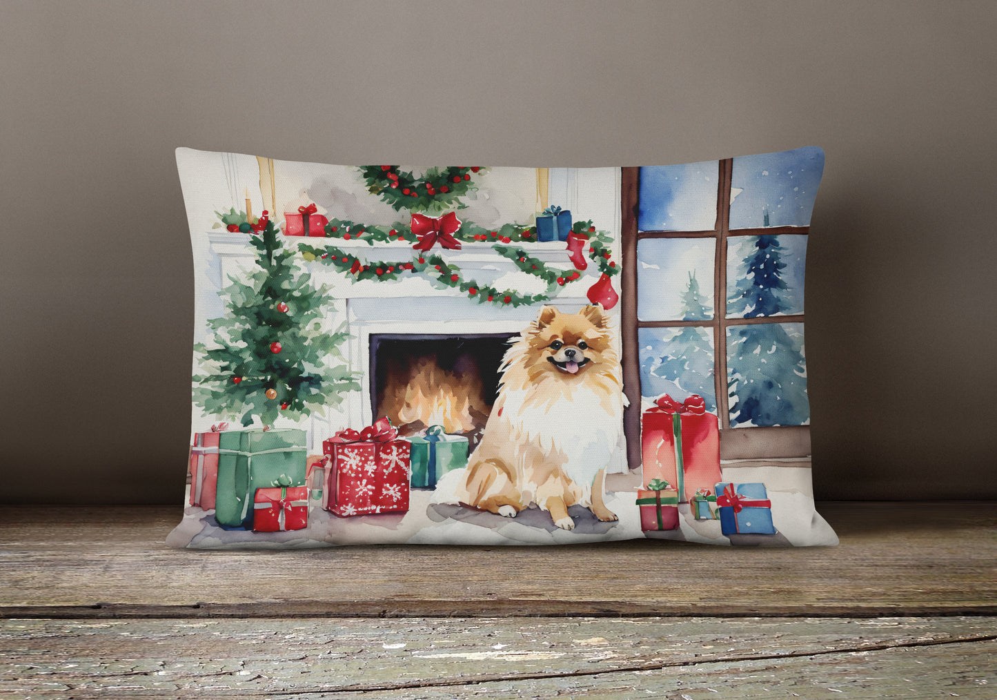 Pomeranian Cozy Christmas Throw Pillow