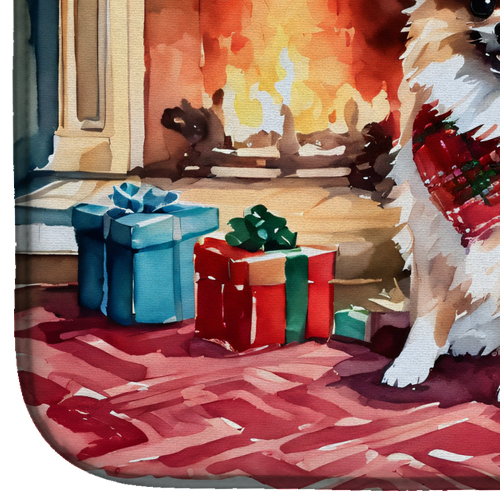 Pomeranian Cozy Christmas Dish Drying Mat