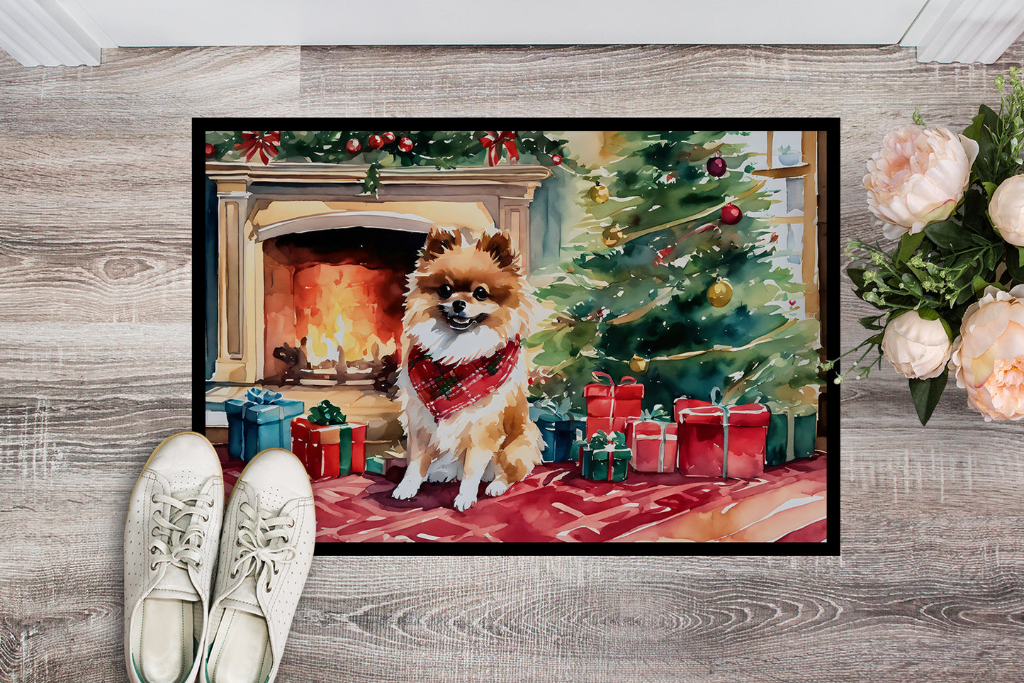 Pomeranian Cozy Christmas Doormat