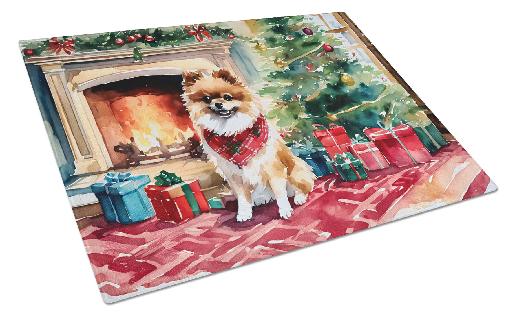 Buy this Pomeranian Cozy Christmas Glass Cutting Board