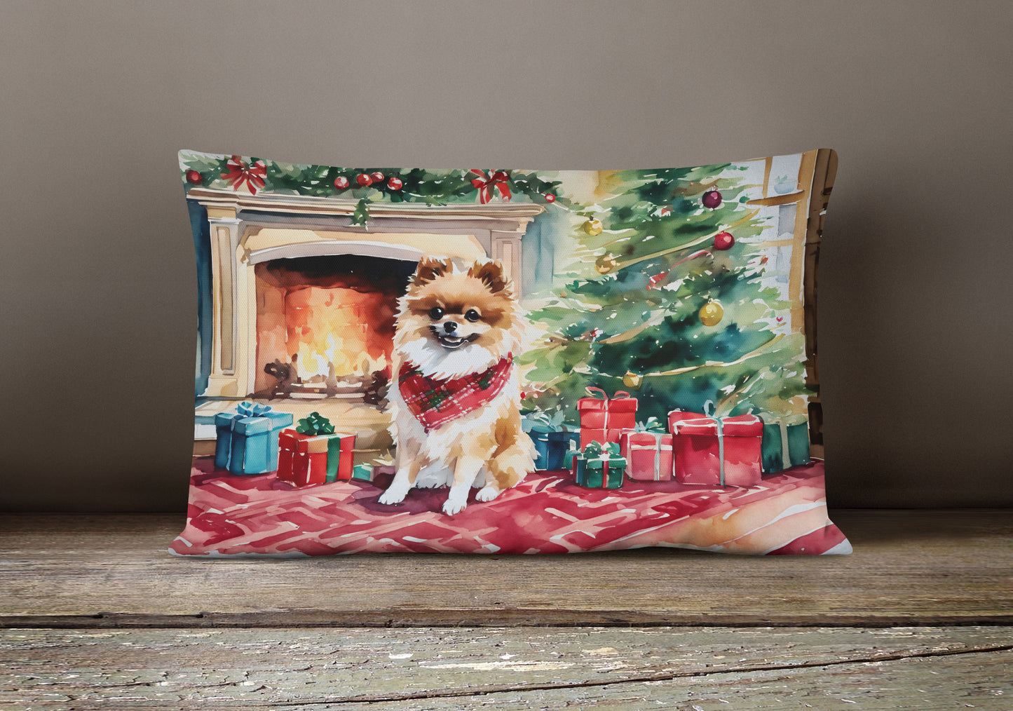 Pomeranian Cozy Christmas Throw Pillow