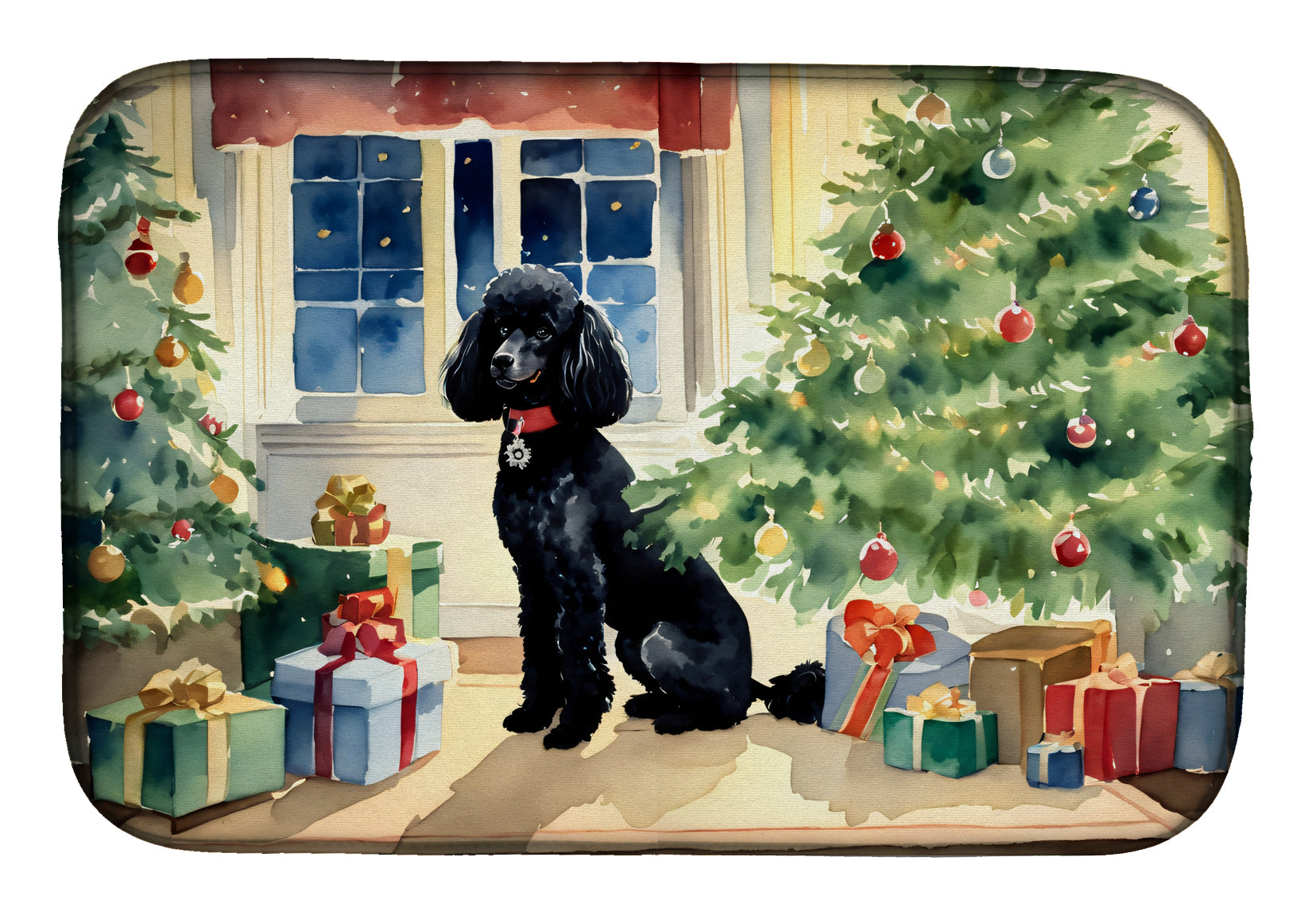 Buy this Poodle Cozy Christmas Dish Drying Mat