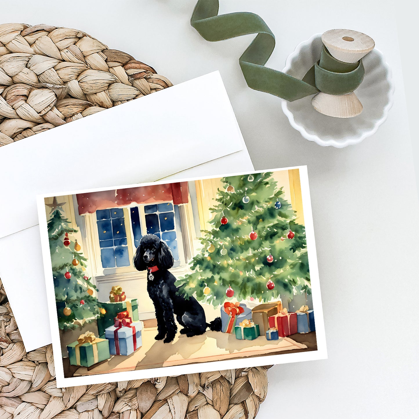 Poodle Cozy Christmas Greeting Cards Pack of 8