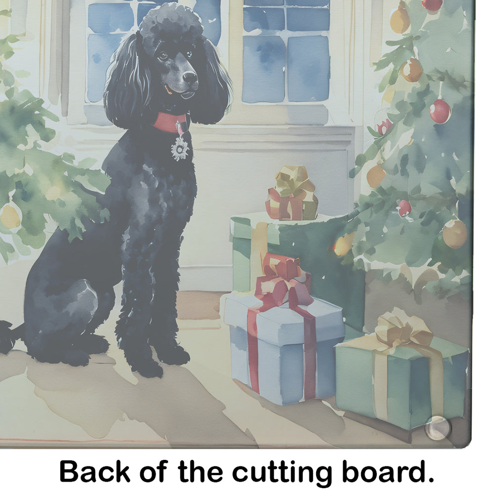 Poodle Cozy Christmas Glass Cutting Board