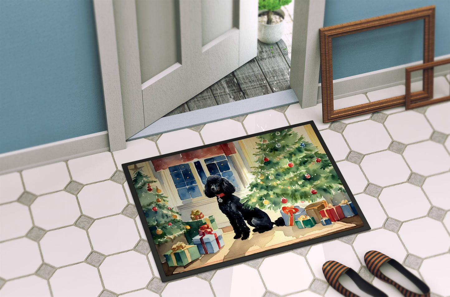 Poodle Cozy Christmas Doormat