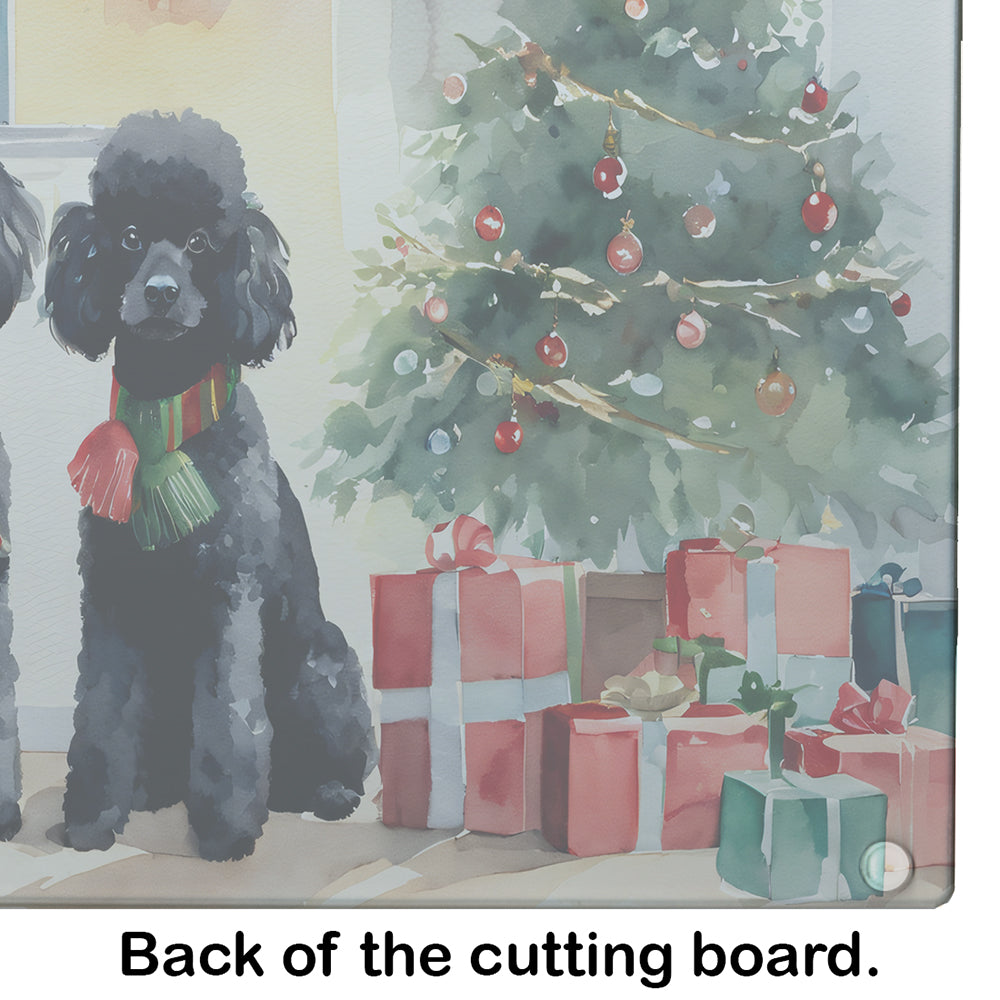 Poodle Cozy Christmas Glass Cutting Board