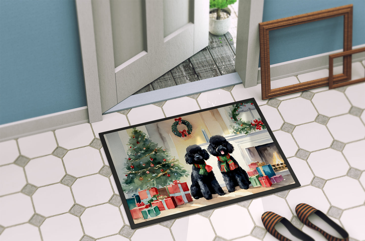 Poodle Cozy Christmas Doormat