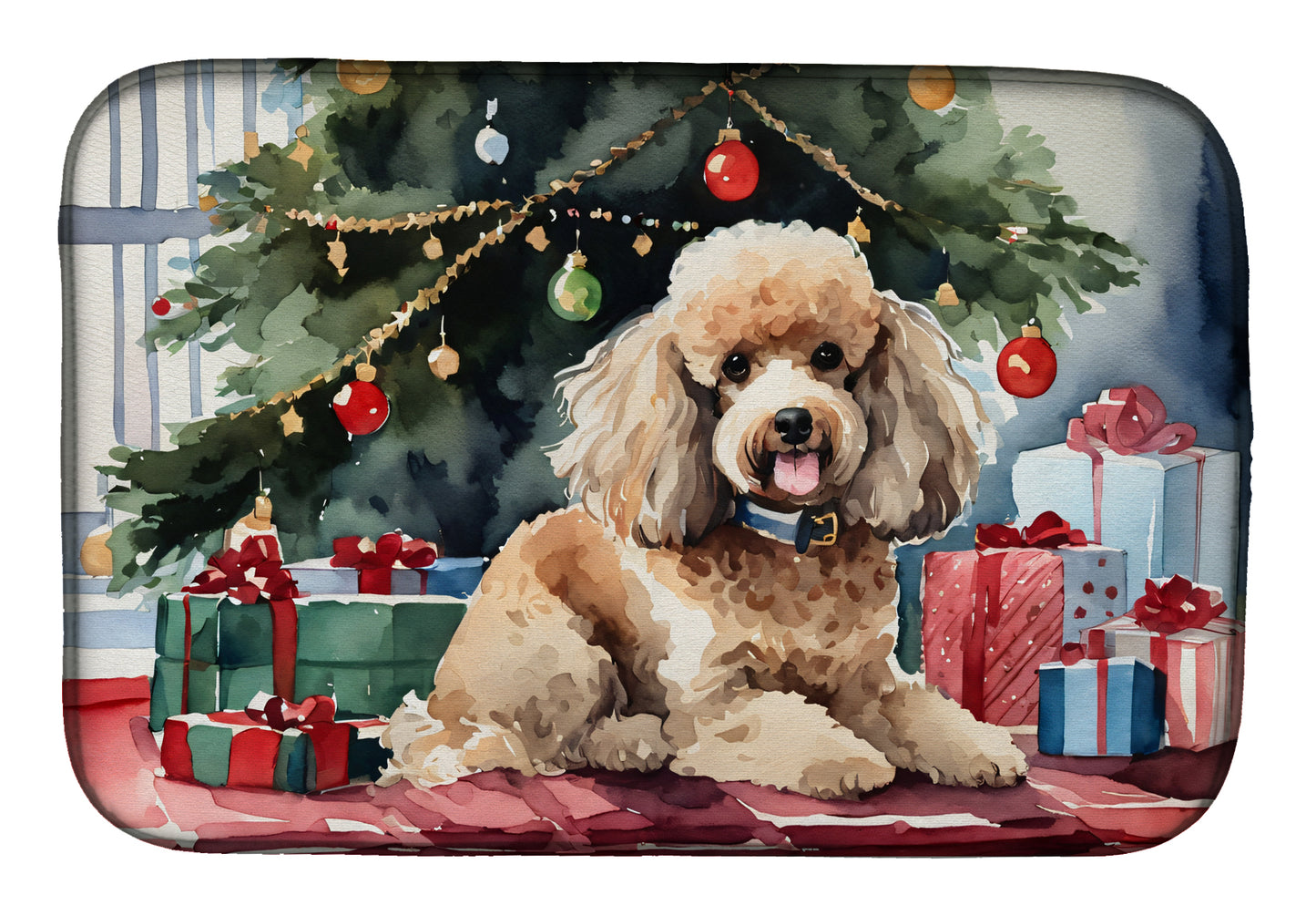 Buy this Poodle Cozy Christmas Dish Drying Mat