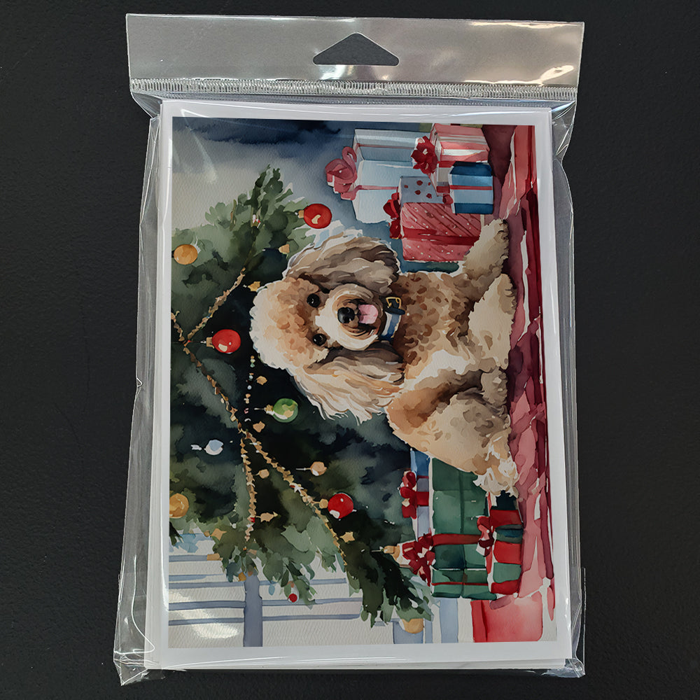 Poodle Cozy Christmas Greeting Cards Pack of 8