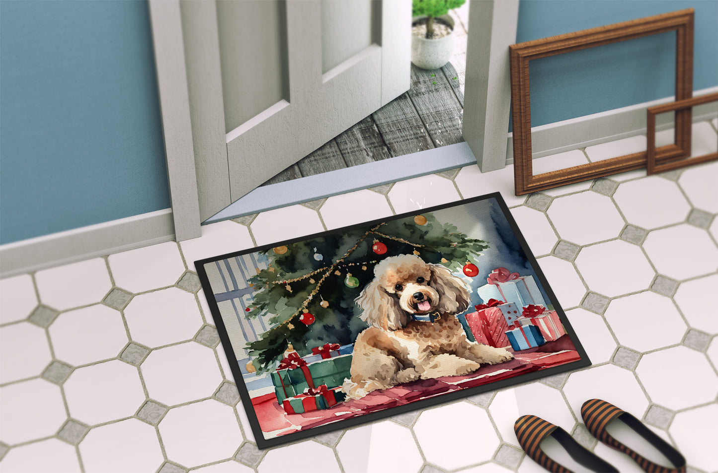 Poodle Cozy Christmas Doormat