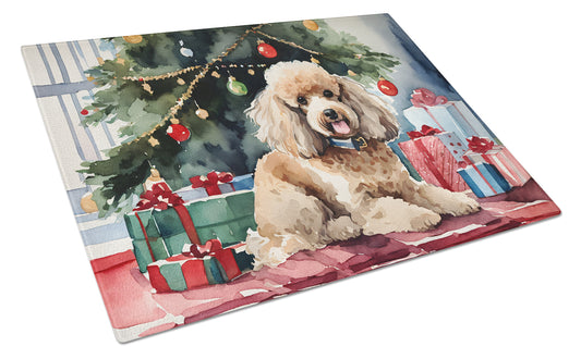 Buy this Poodle Cozy Christmas Glass Cutting Board