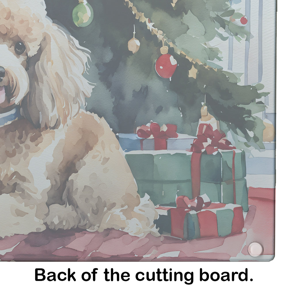 Poodle Cozy Christmas Glass Cutting Board