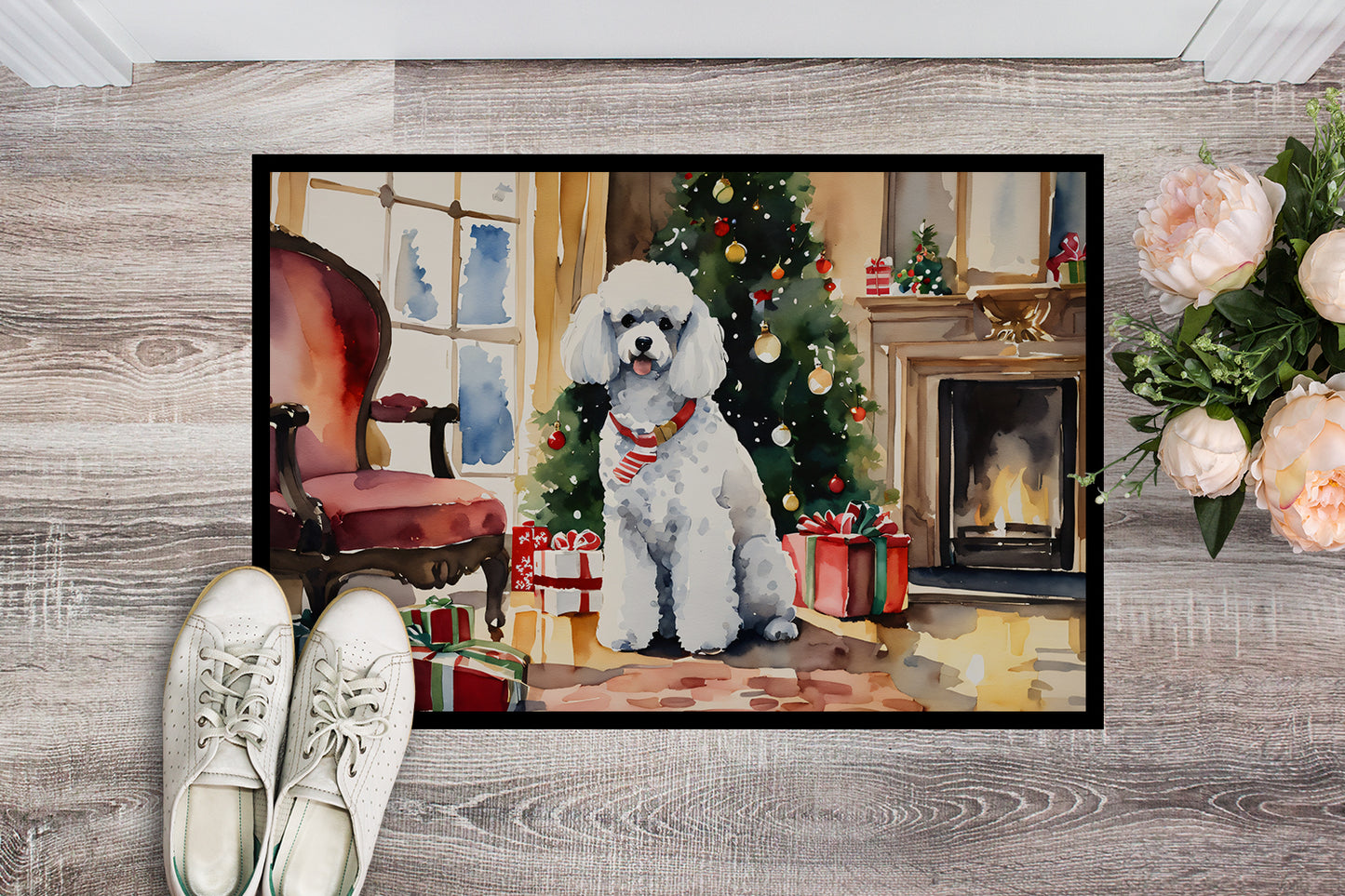 Poodle Cozy Christmas Doormat