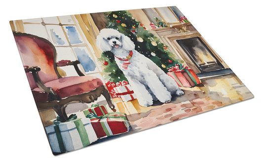 Buy this Poodle Cozy Christmas Glass Cutting Board