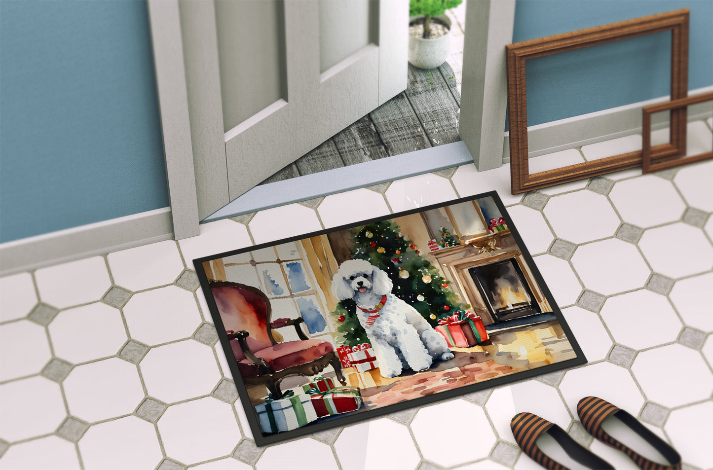 Poodle Cozy Christmas Doormat