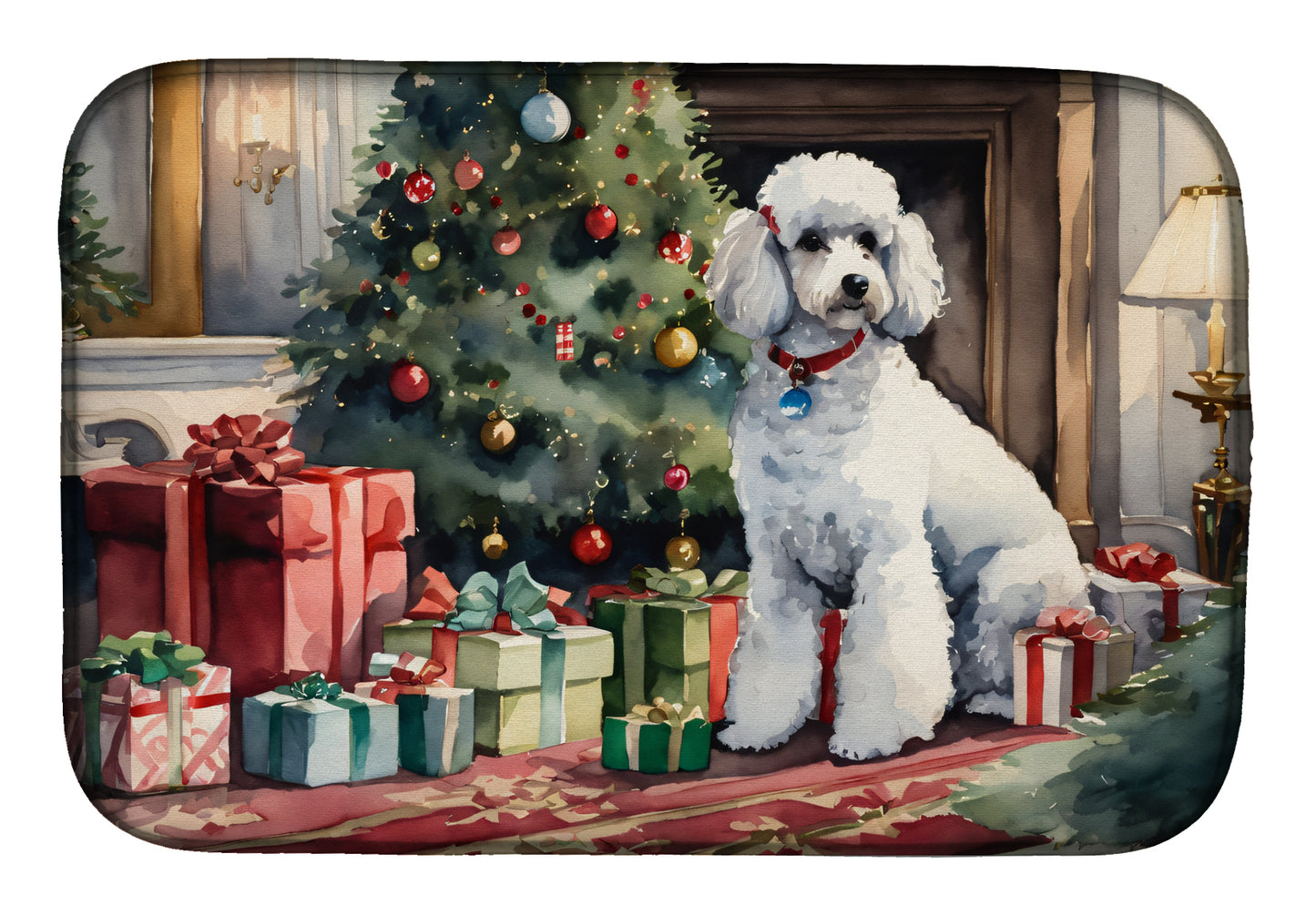 Buy this Poodle Cozy Christmas Dish Drying Mat