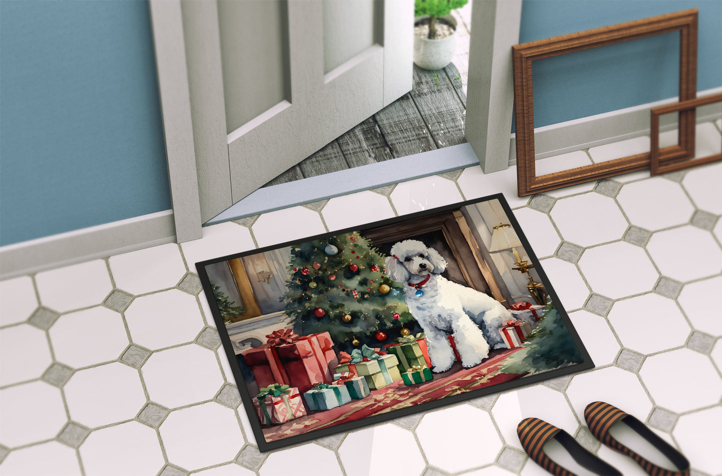 Poodle Cozy Christmas Doormat