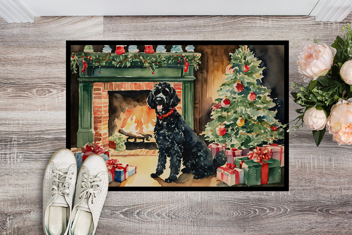 Portuguese Water Dog Cozy Christmas Doormat