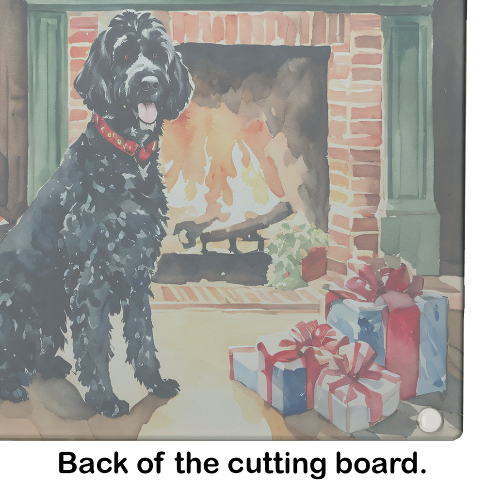 Portuguese Water Dog Cozy Christmas Glass Cutting Board