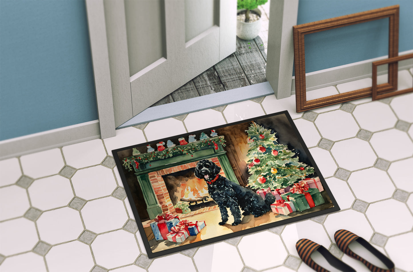 Portuguese Water Dog Cozy Christmas Doormat