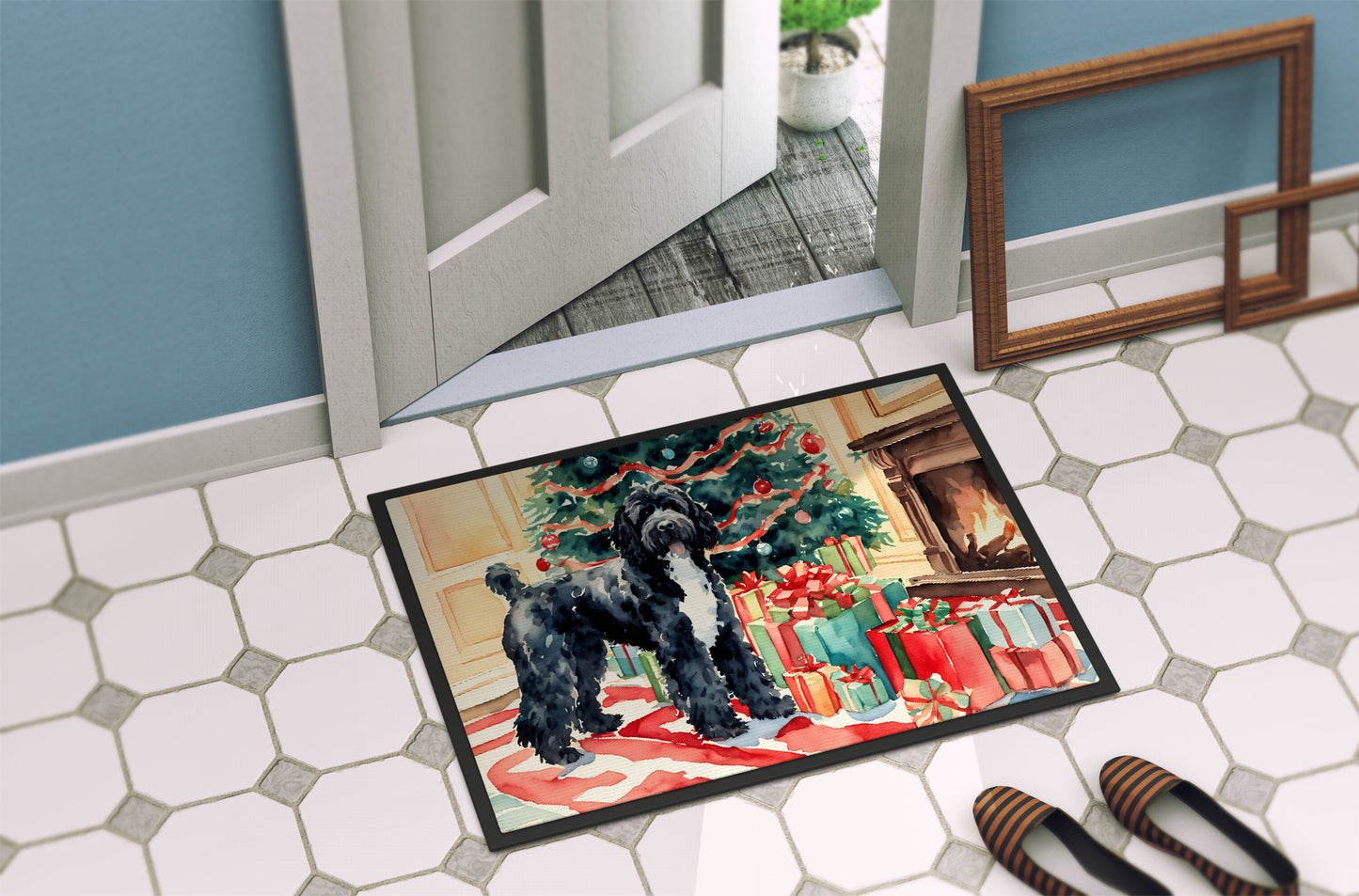 Portuguese Water Dog Cozy Christmas Doormat