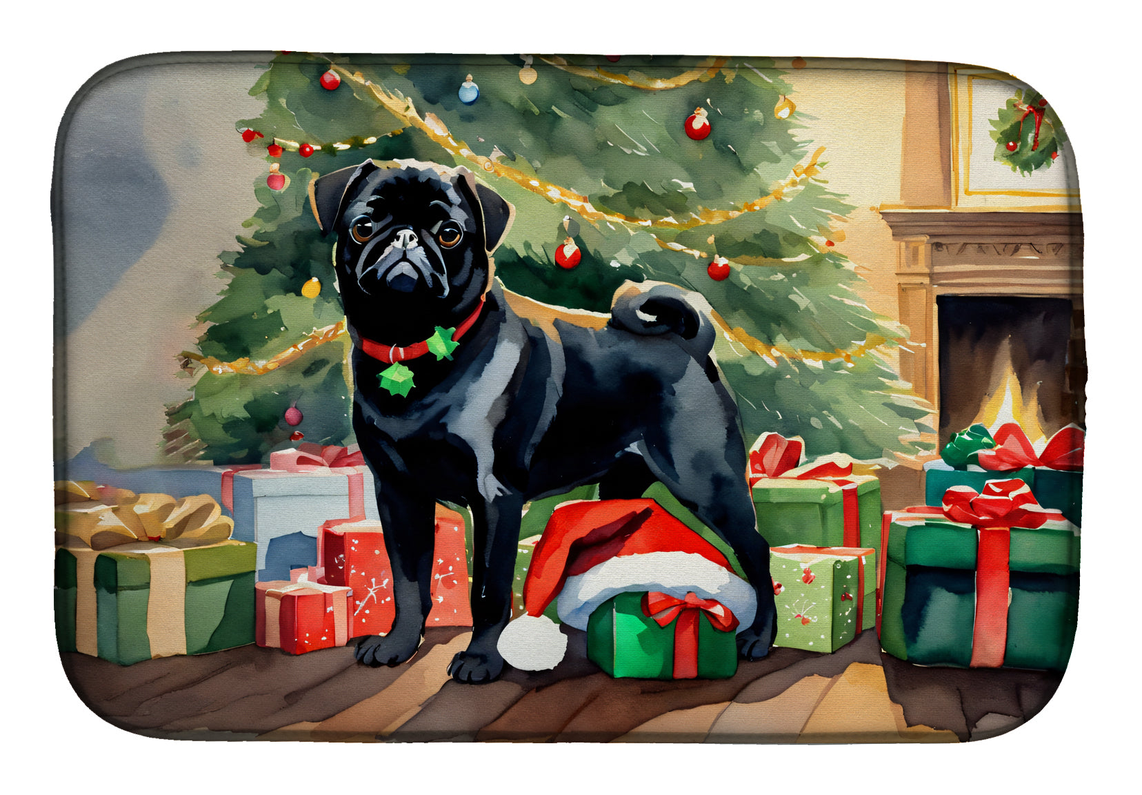 Buy this Pug Cozy Christmas Dish Drying Mat