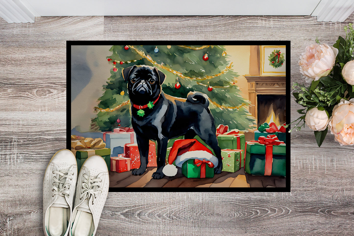 Pug Cozy Christmas Doormat