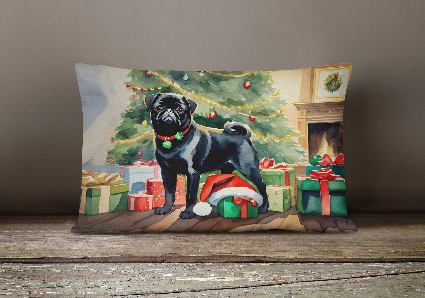 Pug Cozy Christmas Throw Pillow