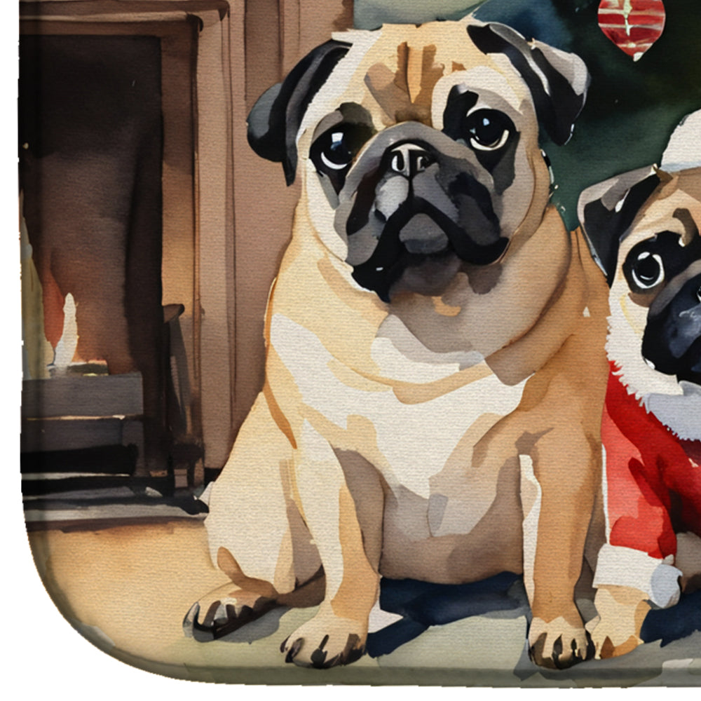 Pug Cozy Christmas Dish Drying Mat