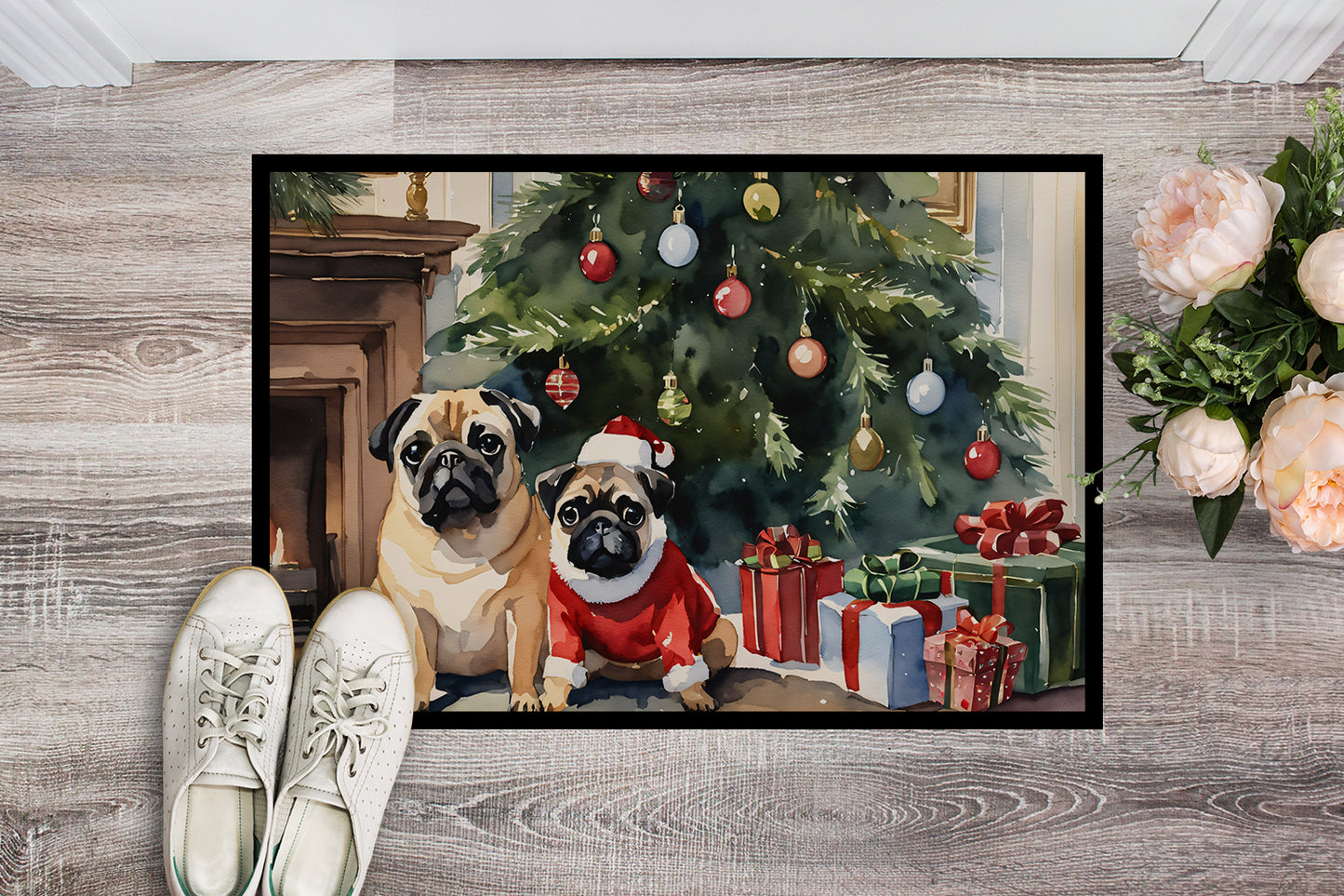 Pug Cozy Christmas Doormat