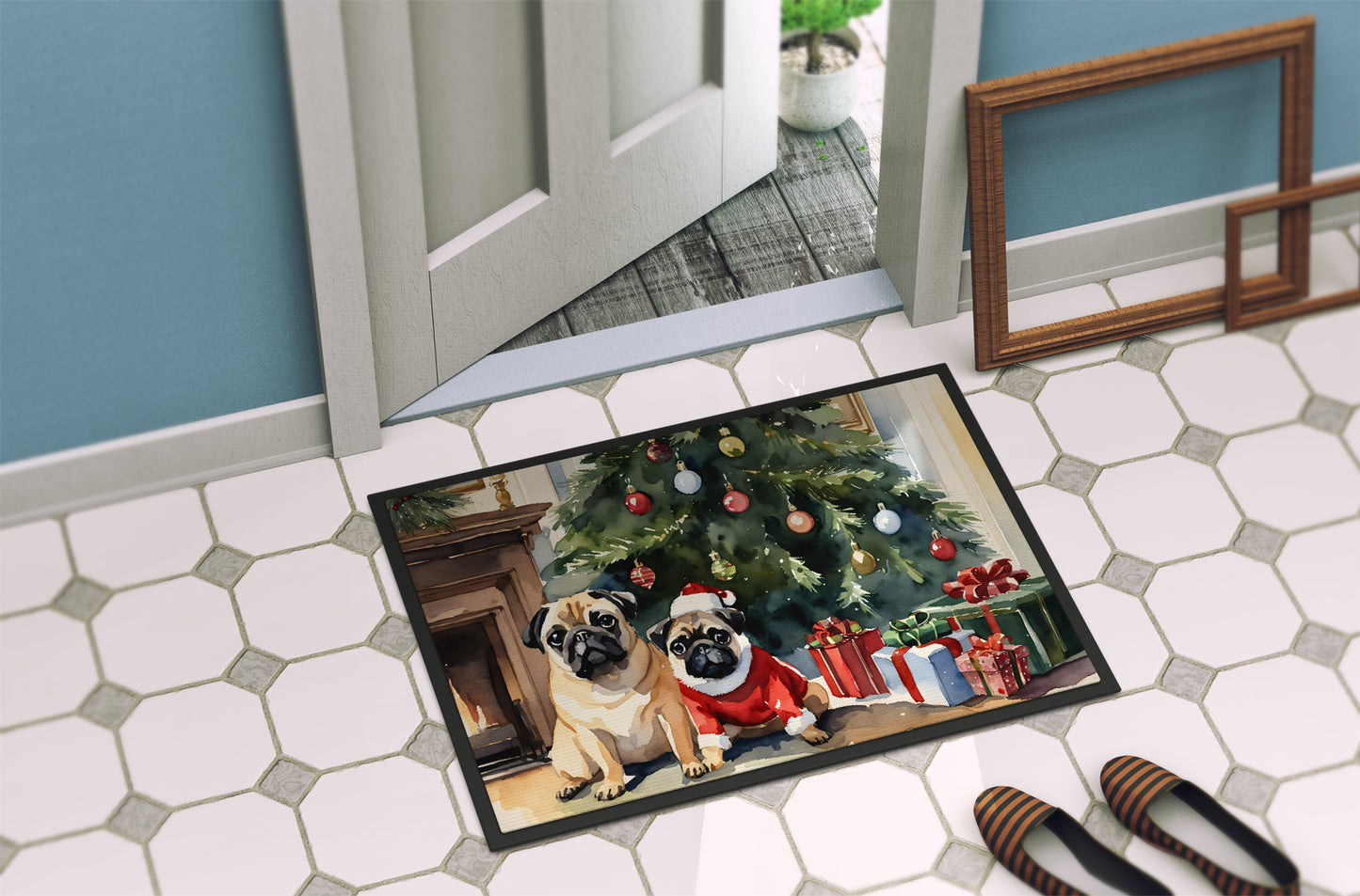 Pug Cozy Christmas Doormat