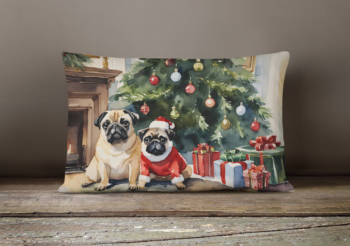 Pug Cozy Christmas Throw Pillow