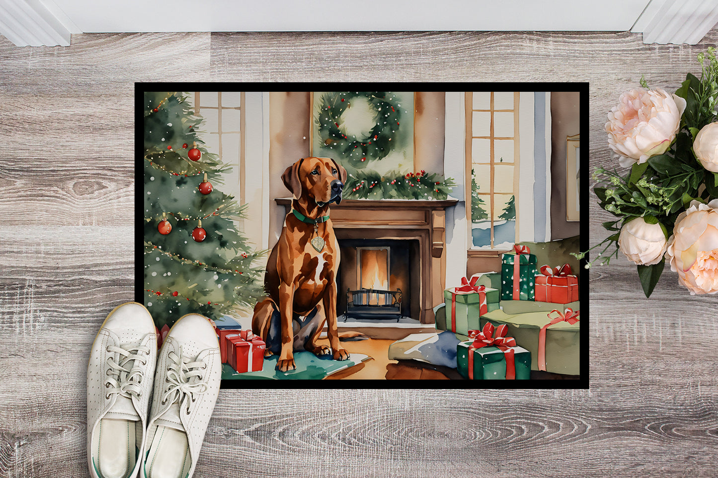 Rhodesian Ridgeback Cozy Christmas Doormat