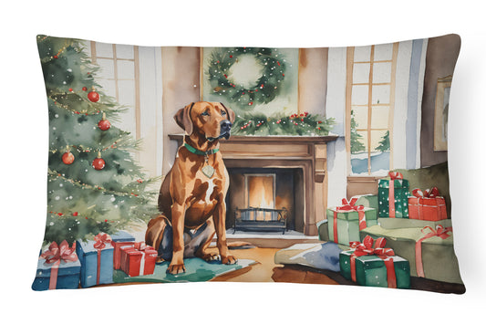 Buy this Rhodesian Ridgeback Cozy Christmas Throw Pillow