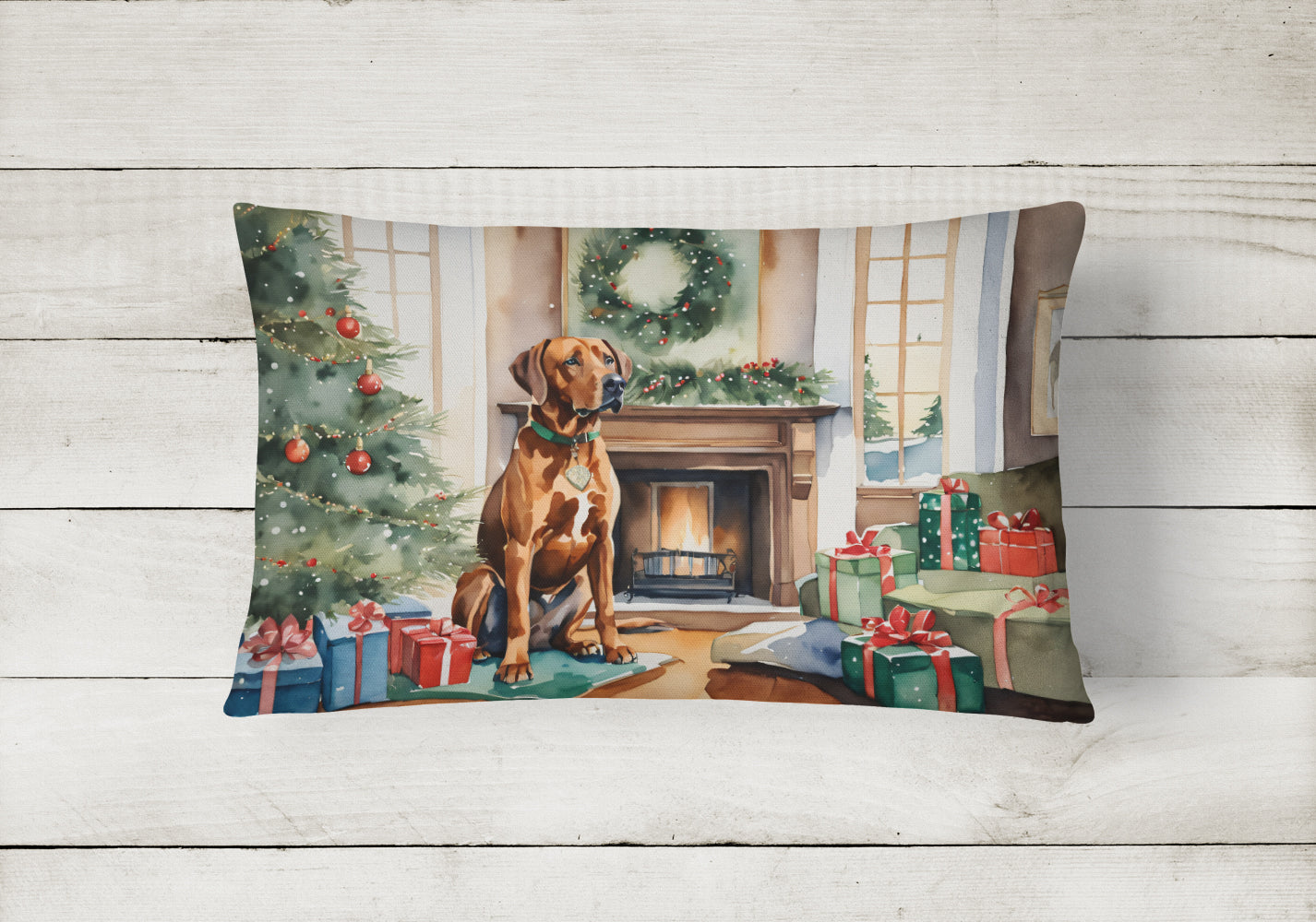 Rhodesian Ridgeback Cozy Christmas Throw Pillow