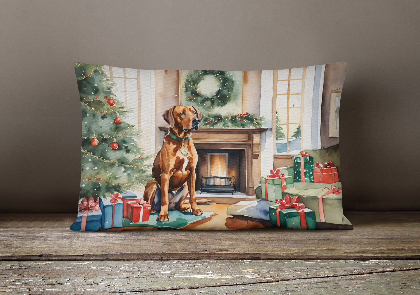 Rhodesian Ridgeback Cozy Christmas Throw Pillow