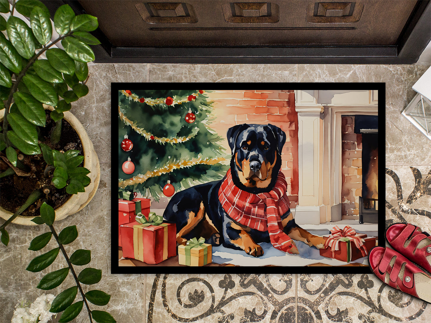 Rottweiler Cozy Christmas Doormat